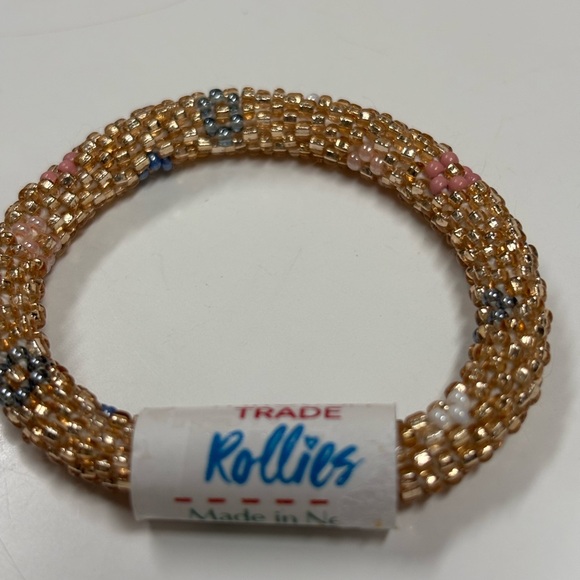 Rollies Other - Flower Power Kid's Rollies Gold Glass Beaded Bracelet NWT